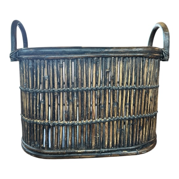 Farmhouse Rustic Brown Wicker Basket - Picture 3 of 11